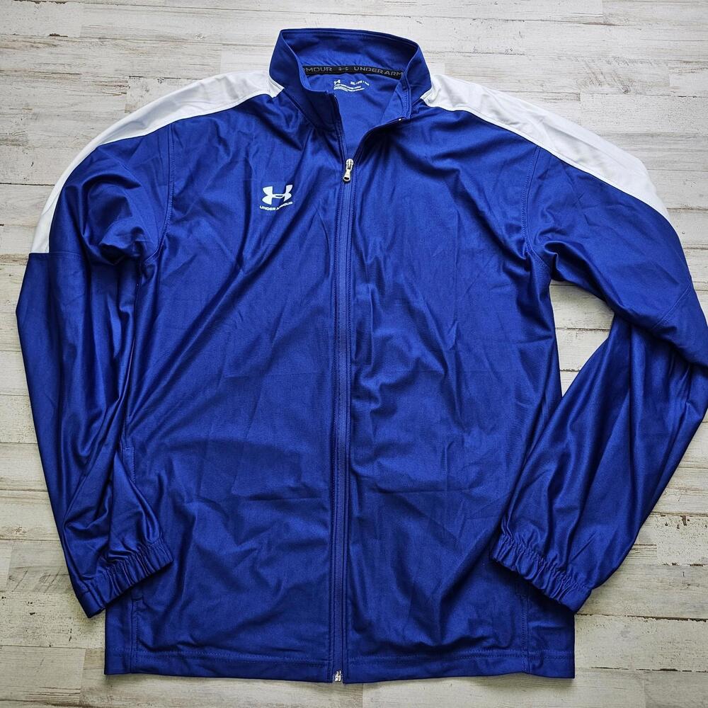 Under Armour Challenger Track Jacket Solid Blue w/ White Trim Men's 2XL